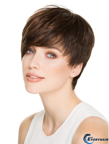 4 inch Fashionable Straight Boycuts Brown Short Wigs