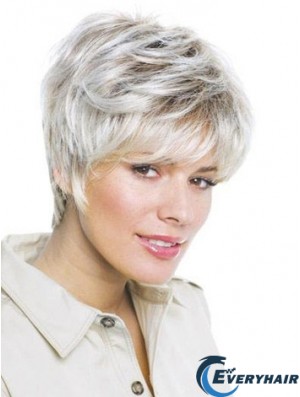 Synthetic Amazing Short Wavy Grey Wigs