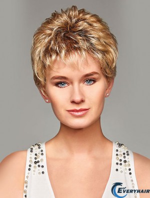 Mono Hair Toppers UK Cropped Length Blonde Color Curly Style Boycuts