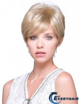 Incredible Blonde Short Straight Boycuts Monofilament Wigs