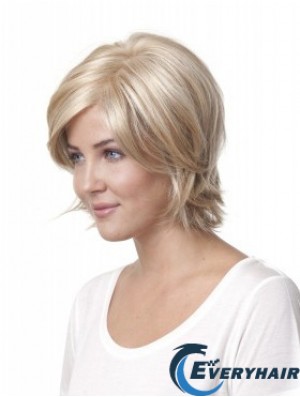 10 inch Blonde Chin Length Layered Straight Discount Lace Wigs