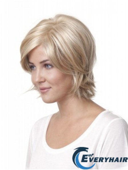 10 inch Blonde Chin Length Layered Straight Discount Lace Wigs