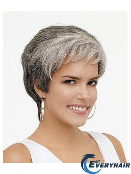 Synthetic Natural Short Wavy Grey Wigs