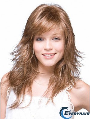 Straight Layered Shoulder Length Brown Suitable Lace Front Wigs