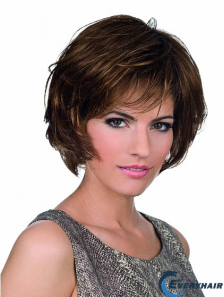 Bobs Lace Front Chin Length Synthetic Brown Monofilament Parting Wigs
