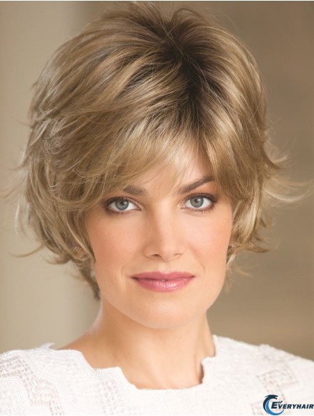 Blonde 8 inch High Quality Short Wavy Layered Lace Wigs
