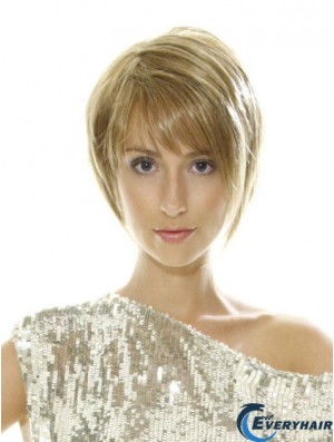 Short Blonde Style 8 inch Straight Bob Wigs