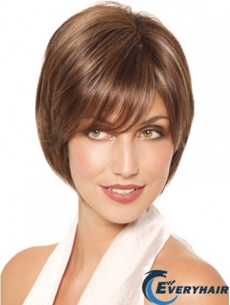 Chin Length Straight Monofilament Brown Fabulous Bob Wigs