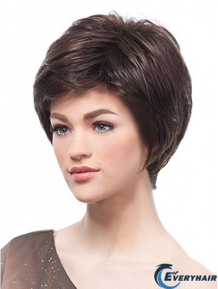 Flexibility Brown Short Straight Boycuts Lace Front Wigs