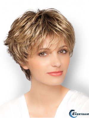 Blonde 8 inch Designed Cropped Wavy Boycuts Lace Wigs