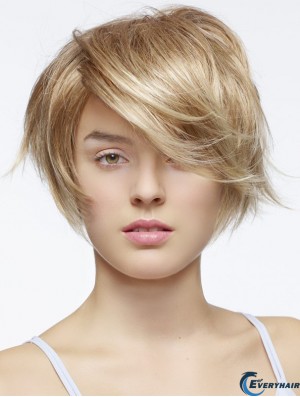 Short Straight Layered Blonde Fashion 100% Hand-tied Wigs