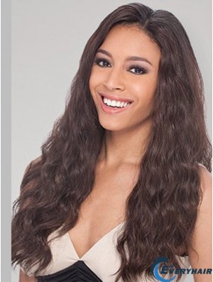Brown Long Perfect Wavy Without Bangs Lace Wigs