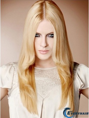 22 inch Straight Blonde 100% Hand Tied Synthetic Mono Cap Wigs