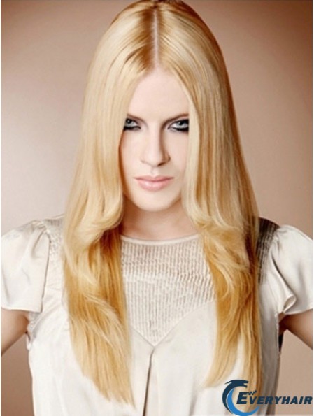 22 inch Straight Blonde 100% Hand Tied Synthetic Mono Cap Wigs