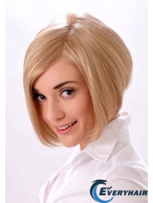 Chin Length Straight Monofilament Blonde Style Bob Wigs