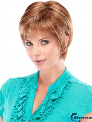 Layered Chin Length Straight Auburn 7 inch New Monofilament Wigs