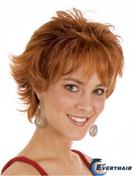 Layered Chin Length Wavy Auburn 8 inch Exquisite Monofilament Wigs