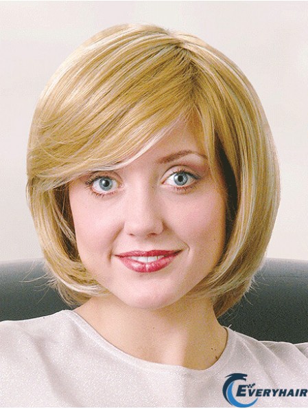 Bobs Chin Length Straight Blonde 12 inch Good Monofilament Wigs