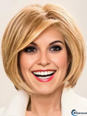 6 inch Chin Length Monofilament Blonde Bob Cut Wigs Women