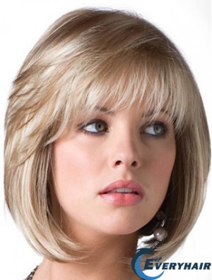 Canada Blonde Bob Wig With Fringe Chin Length Straight Style