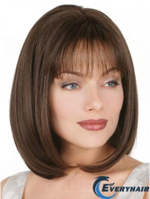 Straight Bob Wig Chin Length Brown Color Bobs Cut With Capless