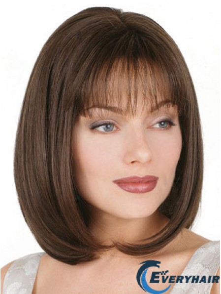 Straight Bob Wig Chin Length Brown Color Bobs Cut With Capless