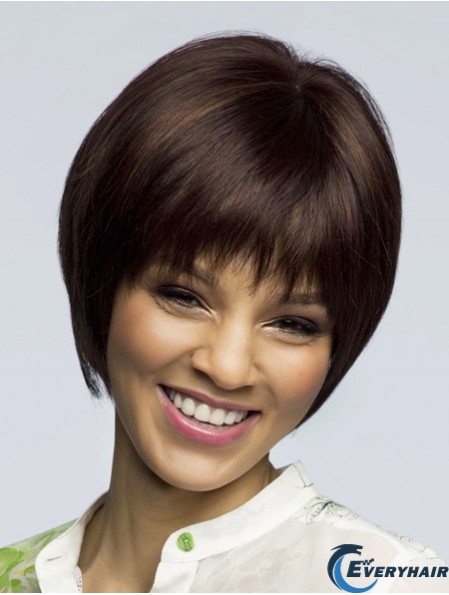 Straight Short Brown 8 inch 100% Hand-tied Fashion Bob Wigs