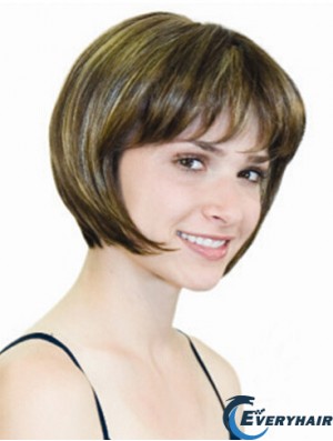 Straight Chin Length Blonde 10 inch Monofilament Convenient Bob Wigs