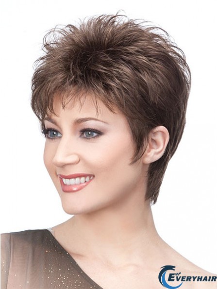 Beautiful Browns Wigs With Capless Cropped Length Straight Style