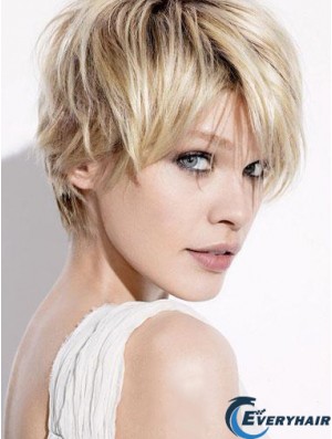 Short Blonde Wigs With Capless Straight Style Boycuts