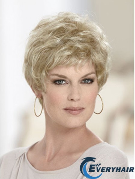 Boycuts Wavy Blonde Capless Discount Short Wigs