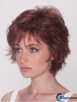 Best Wigs With Synthetic Capless Auburn Color Straight Style
