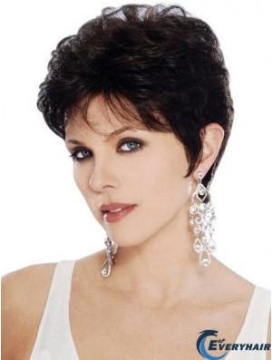 Boycuts Cropped Black Wavy Sleek Petite Wigs