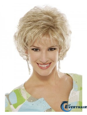Blonde Curly Wig With Capless Short Length Classic Cut