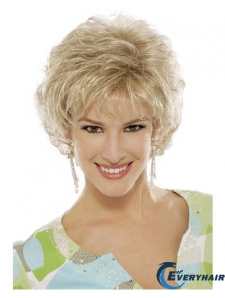 Blonde Curly Wig With Capless Short Length Classic Cut