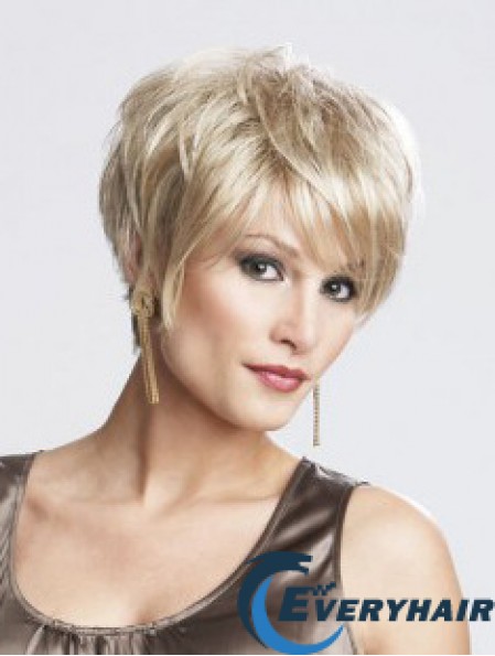 8 inch Sassy Straight Layered Blonde Short Wigs
