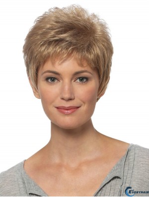 Short Hair Wigs Blonde Color Cropped Length Straight Style