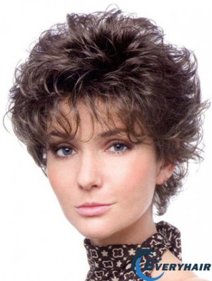 Heat Resistant Wigs Cropped Length Brown Color Layered Cut