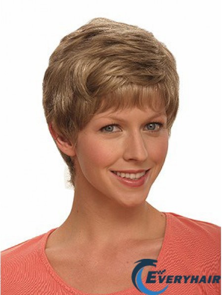 Boycuts Wavy Brown Capless Incredible Short Wigs