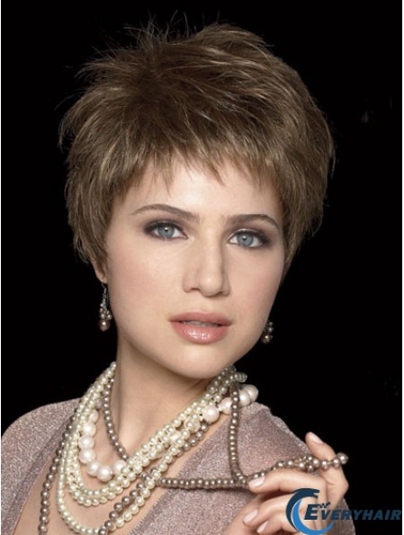 Boycuts Straight Brown Capless Style Short Wigs