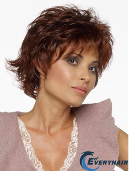 Layered Wavy Auburn Capless Natural Short Wigs