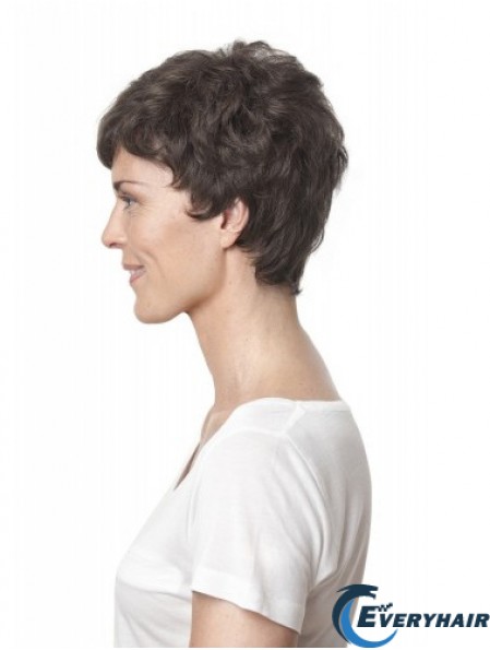 8 inch Ideal Curly Layered Brown Short Wigs