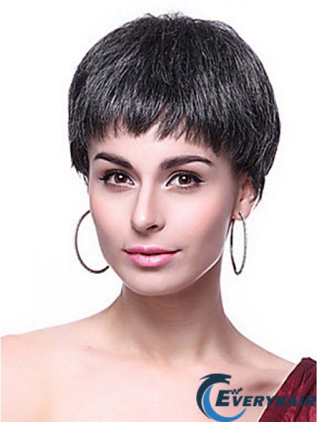 Boycuts Straight Black Capless Hairstyles Short Wigs