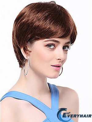 Boycuts Straight Auburn Capless Top Short Wigs