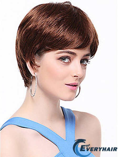 Boycuts Straight Auburn Capless Top Short Wigs