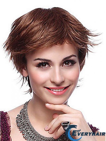 Layered Straight Auburn Capless Trendy Short Wigs