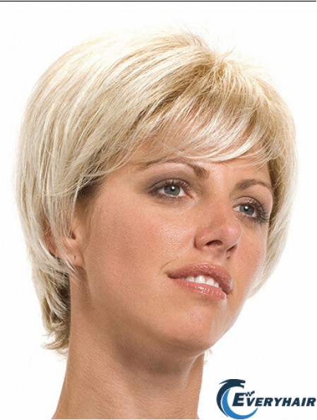 7 inch Stylish Straight With Bangs Blonde Short Wigs
