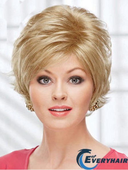 8 inch Beautiful Wavy Layered Blonde Short Wigs