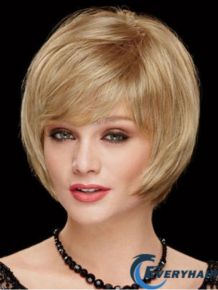 Chin Length Bobs 8 inch Straight Blonde Medium Wigs