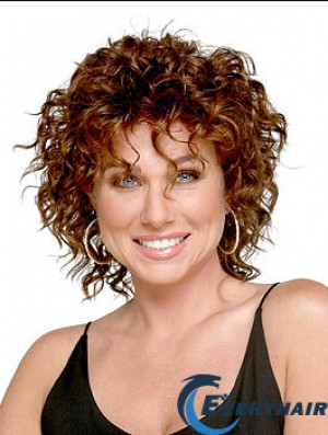 Shoulder Length Layered 13 inch Curly Auburn Medium Wigs